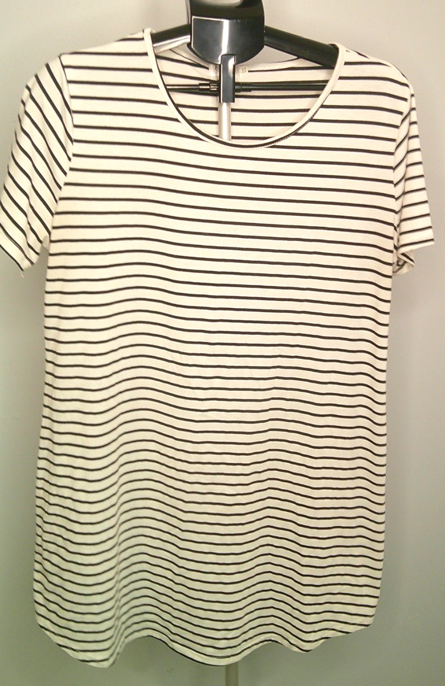 Ours - Women's XXL Short Sleeve T-shirt Dress Black & White Horizontal Stripes